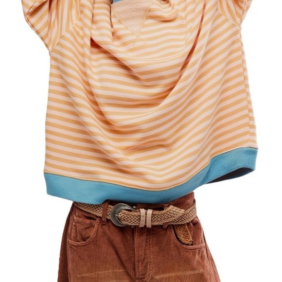 Free people We The Free Striped Sweatshirt - Peach and Blue NWOT - Picture 2 of 12